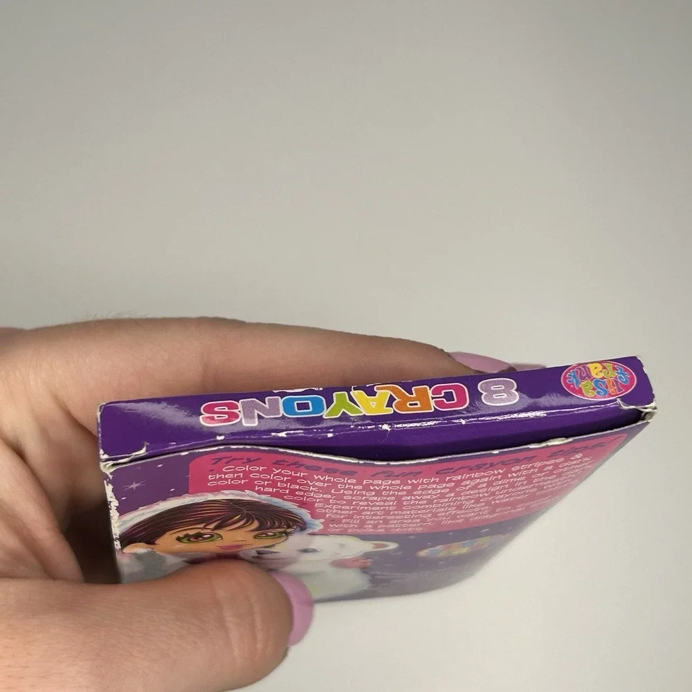 New Lisa Frank Crayons Box of 8 Happy Colors Vintage Rainbow Girl Polar Bear‎
